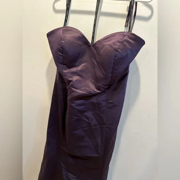 Bill Levkoff Charlotte Euro Satin Sweetheart Trumpet Mermaid Dress Euro Plum - Picture 4 of 8